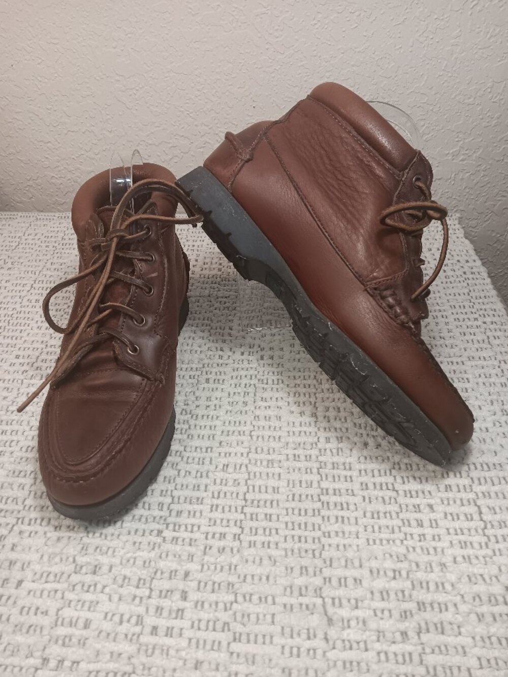 Timberland women's Vtg 90s Brown Leather Moc Toe Chukka Ankle Boots 57331 sz 7.5